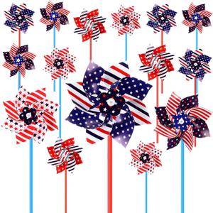Soulchen 24 Pcs American Flag Patriotic Pinwheels 4th of July Pinwheels Red White and Blue Decorations Wind Spinners Outdoor Decor Windmills for Yard Garden, Independence Day Party Supplies