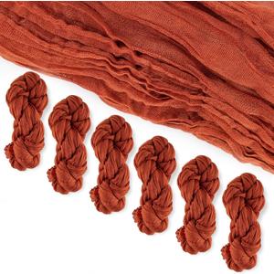 6 Pack Cheese Cloth Table Runners, 10 Foot Cheesecloth Table Runner Boho, Cheesecloth Table Runner 35x120, Terracotta Cheesecloth Table Runner, Terracotta Table Runners, Wedding Arch Draping Fabric