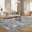 YARNSCAPE Vintage 8' x 10' Washable Area Rug - Stylish Indoor Rug for Living, Dining or Bedroom - Lightweight Carpet with Non-Slip Backing - Foldable for Easy Placement and Maintenance - Grey