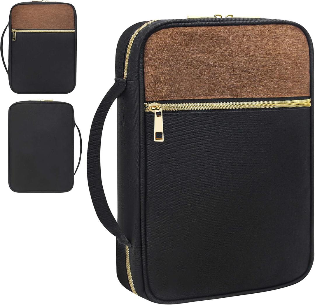 Bible Cover for Women, Bible Holder, Bible Cover Carrier Carrying Organizer Bag, God is Within Her She Will Not Fall, Zipper and Pockets for Standard Size Bible, Gift for Womengreybrown