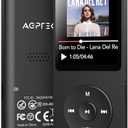 AGPTEK A02 MP3 Player with Bluetooth 5.3, 1.8" Screen Portable Music Player with Speaker, FM Radio, Voice Recorder, Supports Expanded Up to 128GB(Black, 32GB)
