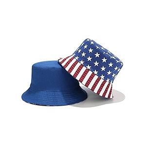 Bucket Hat Cotton Double-Side-Wear Reversible Sun Hat for Women Men, Summer Vacation Travel Beach Packable Fisherman Hat