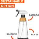 Full Circle Bottle Service - Refillable Glass Spray Bottle for Cleaning - Versatile Stream & Mist Options, Bamboo, Silicone Boot - Ideal for Non-Toxic Solutions & Plant Care, 16oz, Gray