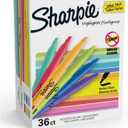Sharpie Pocket Highlighters, Narrow Chisel Tip, 12 Assorted Fashion Colors, 36 Count - For Studying, Note-Taking, School, College, Office, Student & Teacher Supplies