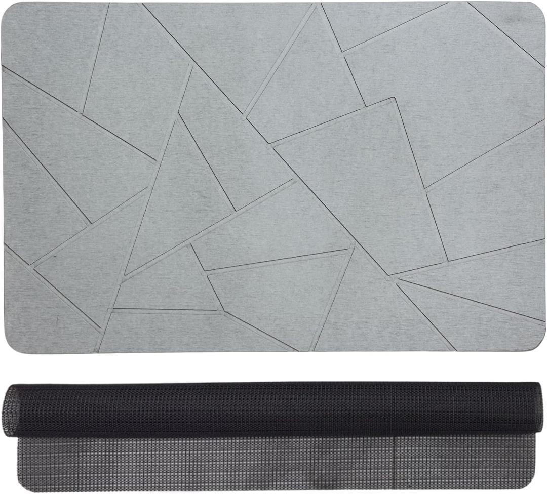 Stone Bath Mat - Grey Non-Slip Super Absorbent Diatomite Stone Bath Mats for Bathroom, Easy to Clean Diatomaceous Earth Mat (24x16In) Alfombra De Piedra para Bao, Diatomaceous Bath Mat