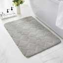 Ruggnovea Bathroom Rugs 24x17, Machine Washable Non Slip Bath Mat for Shower Floor, Absorbent Quick Dry Bathmat with Rubber Backing for Bathroom Floor, Tub, Shower and Home Decor, Grey