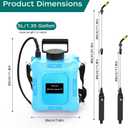 Battery Powered Sprayer 1.35 Gallon Garden Sprayer, Advance Electric Sprayer with 2 Adjustable Speed, 6 Mist Nozzles, USB Rechargeable with for Yard Lawn Garden (Sprayer-1.35 Gallon)