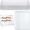 Kritkin 6 Pack Clear Acrylic Bakery Display Case Tray 20.7 x 12.6 x 1.1" Acrylic Tray Bakery Display Case Countertop Replacement for 2/3/4 Tier Pastry Baked Goods Bread Bagel Retail Commercial Home