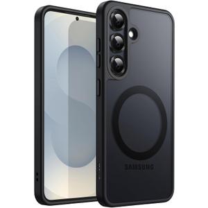 JETech Magnetic Case for Samsung Galaxy S25 Plus 5G, Compatible with MagSafe, Translucent Matte Back Shockproof Phone Cover (Black)