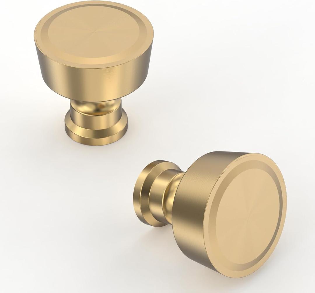 Asidrama 10 Pack Champagne Bronze Kitchen Cabinet Knobs Cabinet Hardware Zinc Knobs for Dresser Drawers (Single Hole Knob)