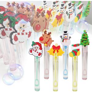 24PCS Christmas Party Favors for Kids, Bubble Wand Bulk Christmas Toys Gifts for Crhsitmas Stocking Stuffers Goodie Bag Fillers Classroom Prizes, Christmas Party Supplies for Girls Boys (Christmas)