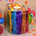 Mega-L Fiesta Party Decorations, 2 Pack Cinco de Mayo Decorations Taco Party Decorations Wavy Metallic Tinsel Foil Fringe Table Skirts, Mexican Themed Photo Booth Props Birthday Loteria Table Decor