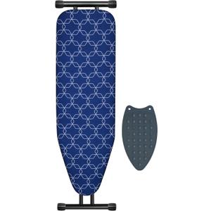 Classic Ironing Board, Compact and Space Saver, Size 43 x 13 Ironing Board, Extra Wide Ironing Area with Extra Thick Heavy Duty Padded, Stable Structure, Easy to Fold Blue Geometry