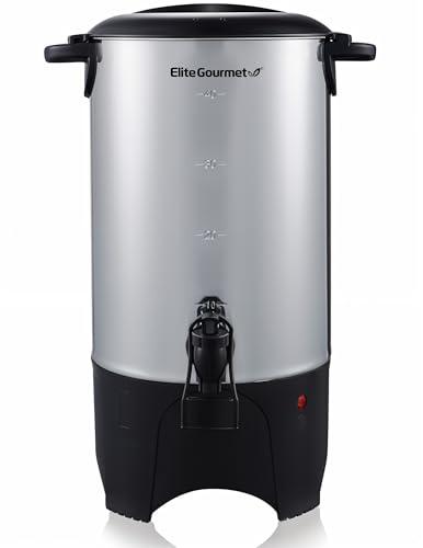 Elite Gourmet CCM040 Stainless Steel 40 Cup Coffee Urn Removable Filter For Easy Cleanup, Two Way Dispenser with Cool-Touch Handles Electric Coffee Maker Urn, Stainless Steel