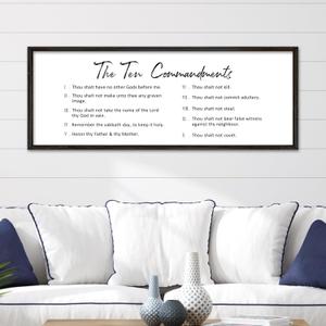 YWMZYKJGS The 10 Commandments Bible Verse Wall Art Decor 40"15" Christian Ten commandments God Jesus Prayer Religious Saying Sign Rustic Inspirational Catholic Scripture Wood Framed Hanging (Black)