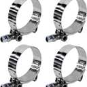Wevdn 4PCS 1.75" T-Bolt Hose Clamp, Stainless Steel Tube Clamp with 51mm-57mm ID Range, Heavy-Duty Adjustable T-Bolt Turbo Intake Clamp for 1.75" Hose ID, Radiator Hose Clamp