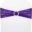50 Pcs Sequin Chair Sashes Stretch Chair Bands Spandex Polyester Bows for Party Hotel Wedding Banquets Decoration - Purple
