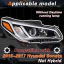 TODO Headlight Assembly Compatible with 2015 2016 2017 Sonata, Headlamp Replaces 92102C2000 HY2503183 | Right Passenger Side (Not for Hybrid)