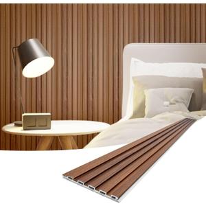 Art3d Slat Wall Panels, WPC Soundproof 3D Wall Paneling for Interior Wall Decor, TV Background, 8-Pack 96 x 6 in. Teak