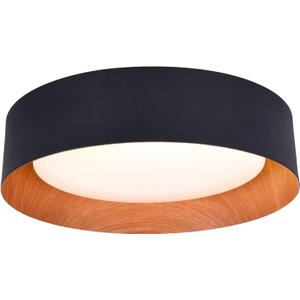 Bargeni Flush Mount Ceiling Light,13 inch Ceiling Light Fixtures,Matte Black with Wood Accent,3000K/Warm White/18W(100w Equiv.),Dimmable LED Lighting Fixtures Ceiling for Kitchen,Outdoor