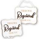 This Row Is Reserved Signs For Wedding Chairs - Set Of 2 Wooden Reserved Row Signs For Wedding Receptions, Rustic Reserved Seating Signs For Restaurant, Bridal Shower, Parties (white)