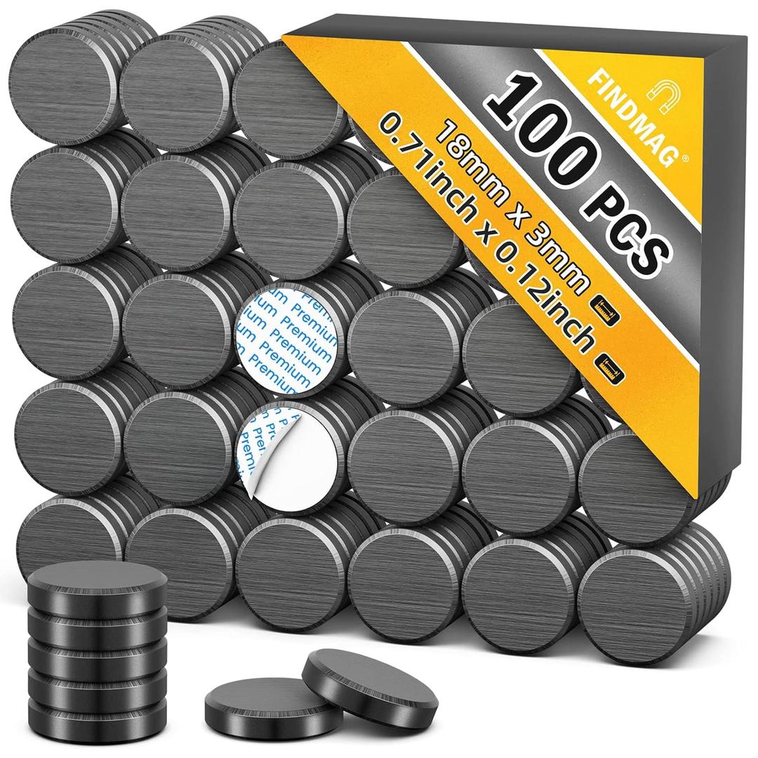 100 pcs Adhesive Ceramic Magnets, 0.7x0.12''