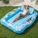 SLOOSH Inflatable Tanning Pool Lounger Float, 70" x 53" Pool Floats Adult with Cooler, 6 in 1 Suntan Tub Raft Floatie,Sunbathing Bed Lounge for Water Blow Up Ball Pit Party Gifts