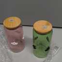 Honeydak 2 Pcs Pink Green Icon Juice Glass Tumbler with Lid & Straw - 16 oz Drinking Glasses Coffee Beer Soda Can Shaped Cups for Holiday Princess Witch Party Supplies Gifts