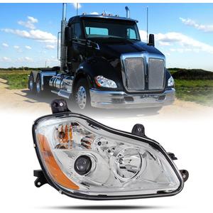 Headlights Competible with Kenworth T680 2013-2021 Replacement Right Passenger Side [Included All Bulbs] DOT SAE Approved Projector Low Beam Reflecting High Beam Headlights Assembly