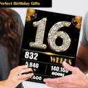 2 x Jumbo 16th Birthday Card for Women Men, Happy 16th Birthday Party Decorations for Her Him, Black Gold 16 Year Old Birthday Gifts for Son Daughter, Double-Sided with Two Stickers