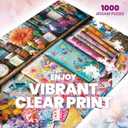 1000 Piece Puzzles for Adults,Book Jigsaw Puzzle,Flower Handbook Puzzles 1000 Pieces,Creative Games and Gifts Difficult Floral Puzzle Home Decor Toy for Adults Elders (27.5"x19.6"), 1:1 Poster