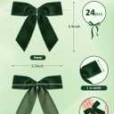 24 Pcs Green Small Velvet Twist Tie Bows, Velvet Ribbon Bows with Clip for Gifts Bag, Gift Wrapping, Crafts, DIY Treat Bags, Home Decor 1" W,3.5 x 3.5 inch