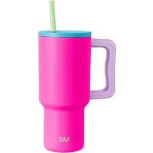 Simple Modern 30 oz Trek Tumbler with Handle and Straw Lid | Cup Holder Friendly Insulated Stainless Steel Travel Mug | 80s Mix