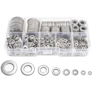 360 Pieces 8 Sizes 304 Stainless Steel Washers Assortment Kit, Lock Metal Washer for Screw(M2 M2.5 M3 M4 M5 M6 M8 M10)