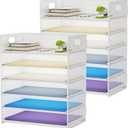 Marbrasse 2 Pack Desk Organizer with Handle, 6 Tier Paper Letter Tray, Mesh Desk File Organizer for Office, School and Home - Whtie