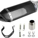 Exhaust Muffler Carbon Fiber 1.5-2"Inlet with Removable DB Killer for Street/Sport Motorcycles and Scooters with 38-51mm Diameter Exhaust Pipes