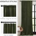 RYB HOME Olive Green Velvet Curtains with Hook Tape, Thermal Insulated Privacy Protect Decorative Drapes for Sliding Glass Door, W 62 x L 90 inches, 2 Panels Set