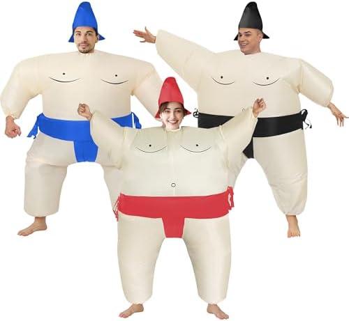 DeHasion 3 Packs Inflatable Sumo Wrestler Costume Cosplay Blow Up Suit for Adult/Holiday/Halloween/Birthday Party
