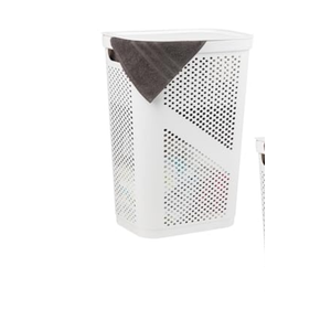 Mind Reader 60L Slim Laundry Hamper, Clothes Basket, Lid, Ventilated, Plastic, 17.25"L x 13.75"W x 23.5"H, Set of 1, White