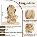 2 x Ponytail Extension, 12 Inch Pony Tails Hair Extensions, Hold Securely, Tangle-Free,Curly Wavy Natural Looking Synthetic Claw Clip Ponytail Extension for Daily Use (Golden Blonde Mix Bleached Blonde Evenly)