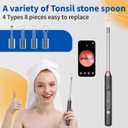 Tonsil Stone Remover with CameraTonsil Stone Removal Tool with LED LightTonsilCleaner for Tonsil Stone RemovalTonsillolith Removal Tool with 4 Head Attachments for iOS & Android (Black and Gold)
