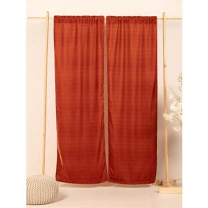 THE ART BOX Ultra Soft Luxury Orange Velvet Curtains 2 Panels Set Elegant Interior Decoration Extra Large Window Blackout Velvet Rod Pocket Drapes for Living Room, Home Dcor (63"x52" Each Panel)