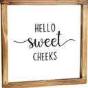 3 x Hello Sweet Cheeks Bathroom Sign Framed 12x12 Inch - Hey Sweet, Wooden Bathroom Signs Farmhouse Sign Hello Sweet Cheeks Bathroom Decor Bath Sign Rustic