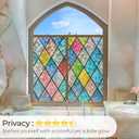 3 x Beautysaid Window Privacy Film Stained Glass, Rainbow Window Film Decorative for Bathroom, Peel and Stick Window Cling Removable(Lattice,17.7 x 78.7 inches)