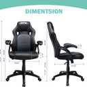 Executive Office, Computer Desk, Ergonomic PU Leather Swivel Managerial, Adjustable Mid Back Task Chair with Padded Armrests, Black