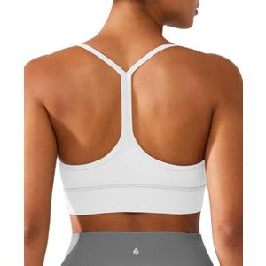 BRXL Y Back Sports Bras for Women Padded Racerback Low Impact Soft Thin Strap Workout Yoga Gym Casual (Medium, White)