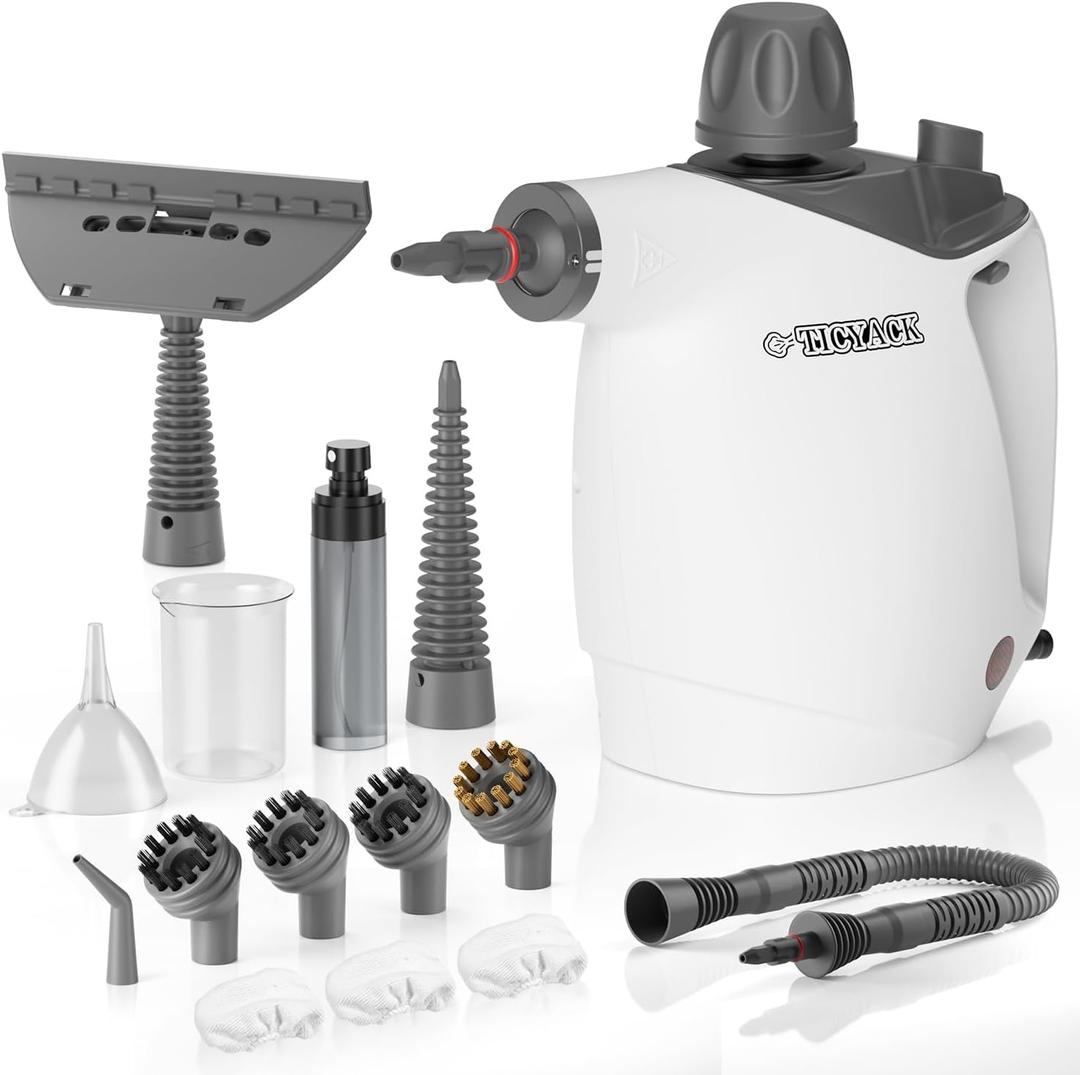 Handheld Steam Cleaner, Steam Cleaner with 16 PCS Accessory & Safety Lock, Large Capacity Natural Surface Steam for Cleaning, Multipurpose Steam Cleaner for Home, Car, Bathroom, Grease(White)