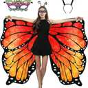 Double-Sided Printing Butterfly Costume for Women, Halloween Costumes Adult Butterfly Wings for Women (#019)
