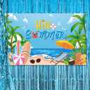 Pack of 2 AOYOO Vibrant Hello Summer Backdrop Banner - 72x44 Inch Durable Party Decoration for Summer Birthday BBQ Pool Graduation Events, Easy to Hang Fabric Photo Booth Background