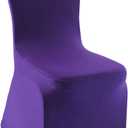 WELMATCH Dark Purple Spandex Chair Covers - 50 PCS Wedding Banquet Events Party Universal Dining Decoration Stretch Elastic Chair Covers Good (Dark Purple, 50)